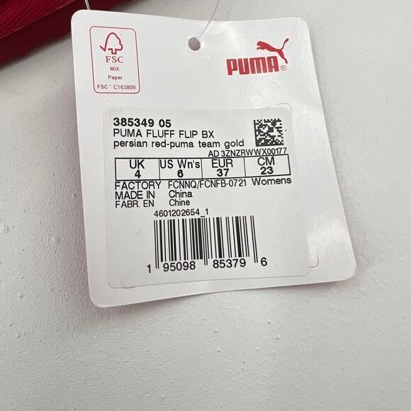 Puma Fluff Flip Slide 'Persian Red Team Gold Women’s Flat Sandals Size 6 - Picture 12 of 12